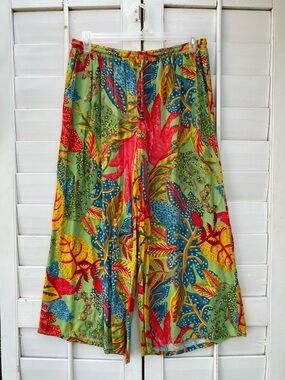 Christian Siriano Tropical Floral Print Wide-Leg Pants